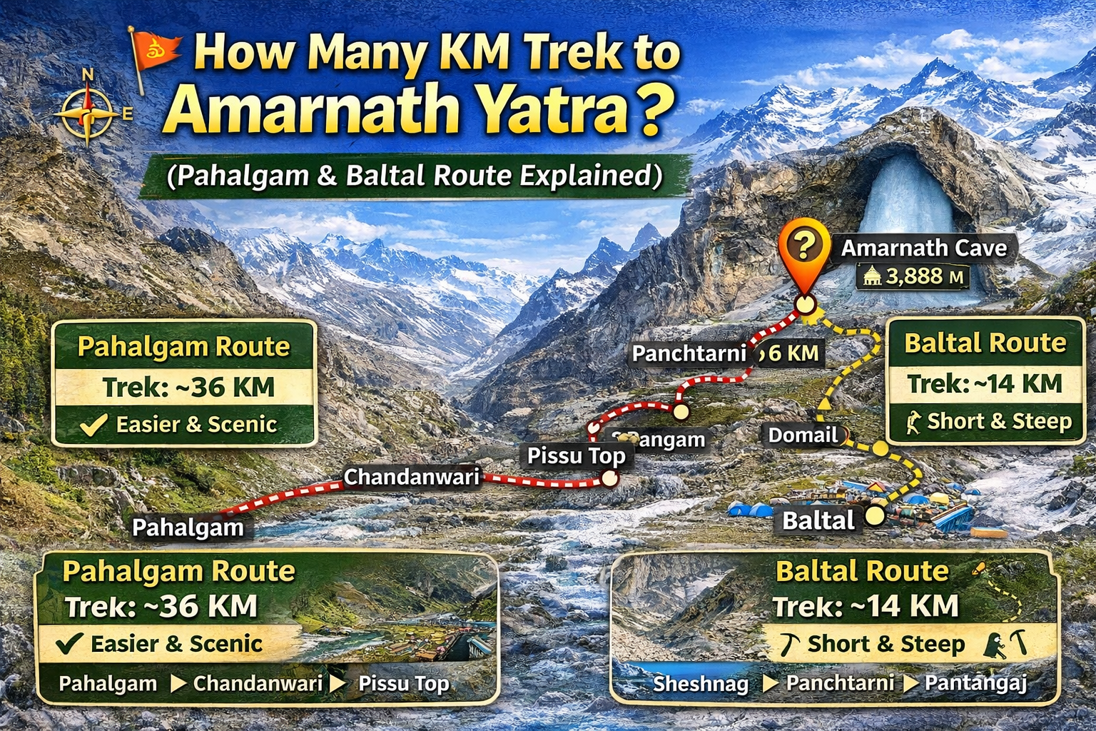 How Many KM Trek to Amarnath Yatra?